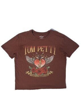 Tom Petty & The Heartbreaker American Rock Concert Band Tee L Womens Brown